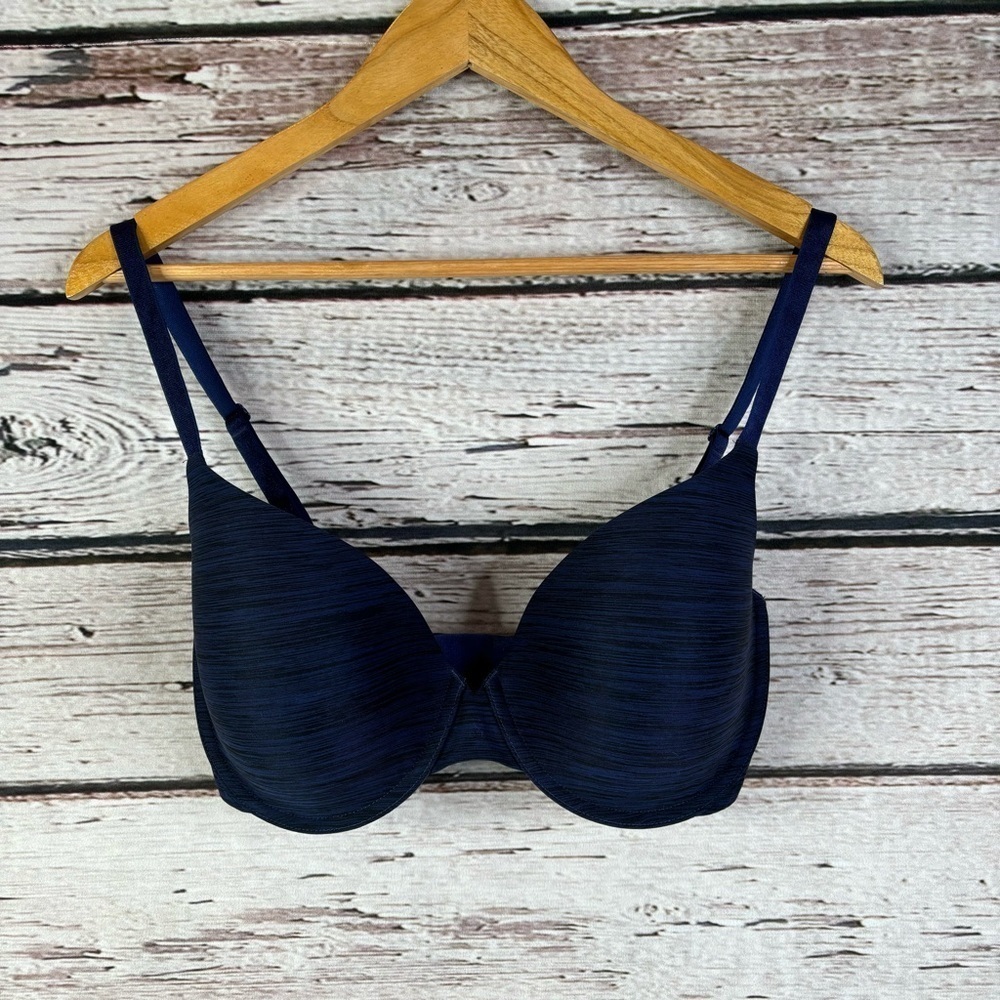 Victoria’s Secret Uplift Semi Demi Bra Size 34DDD Dark Blue Heather Underwire - Picture 2 of 13